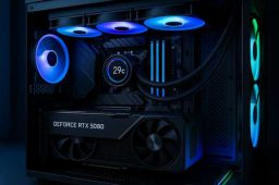 : اسمبل سیستم گیمینگ مدرن با کارت گرافیک RTX 5080 و خنک‌کننده مایع 360mm